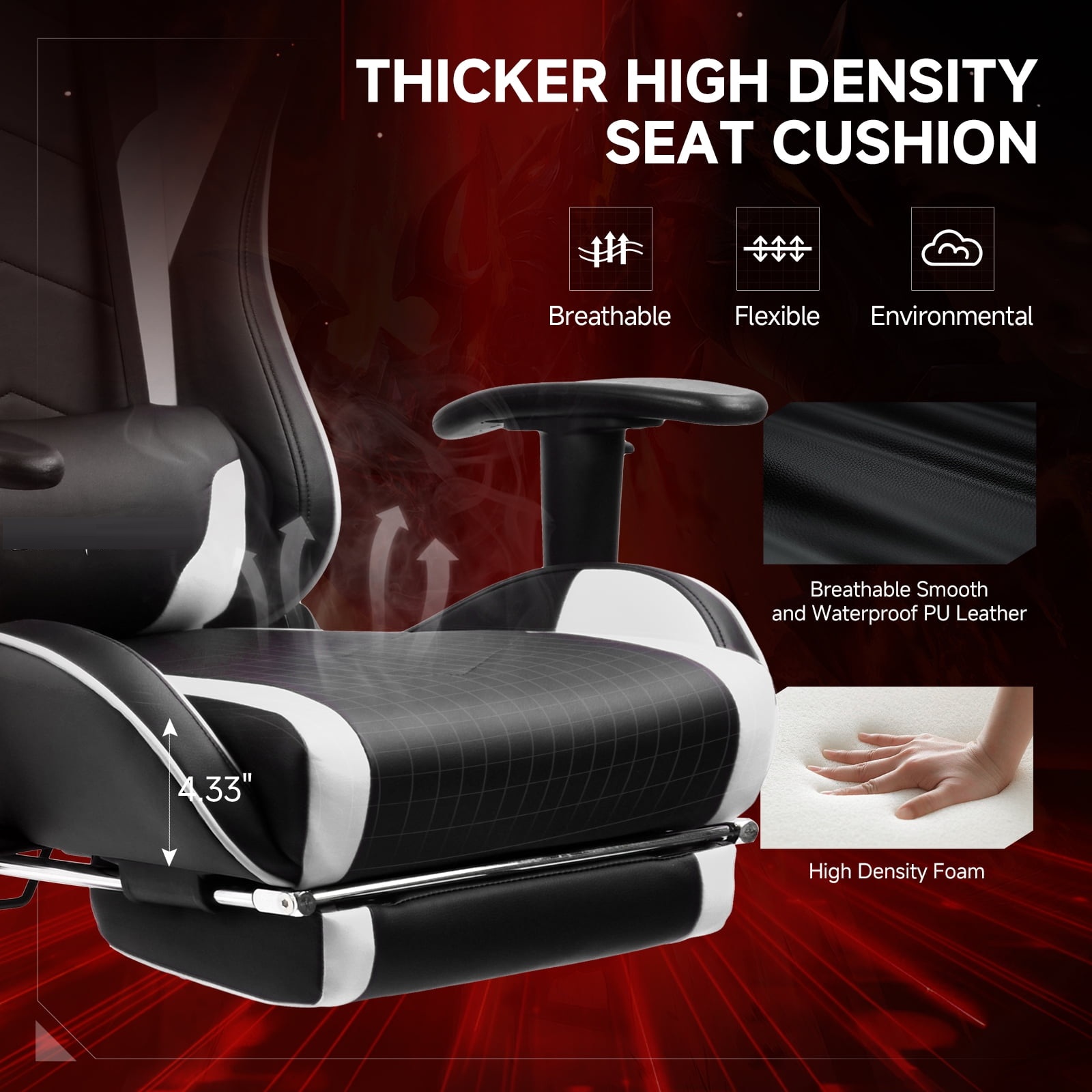 gaming chair pu leatherette with led light and inbuilt speaker adjustable armrest, swivel chair with footrest gaming chair pu leatherette with led light and inbuilt speaker adjustable armrest, swivel chair with footrest