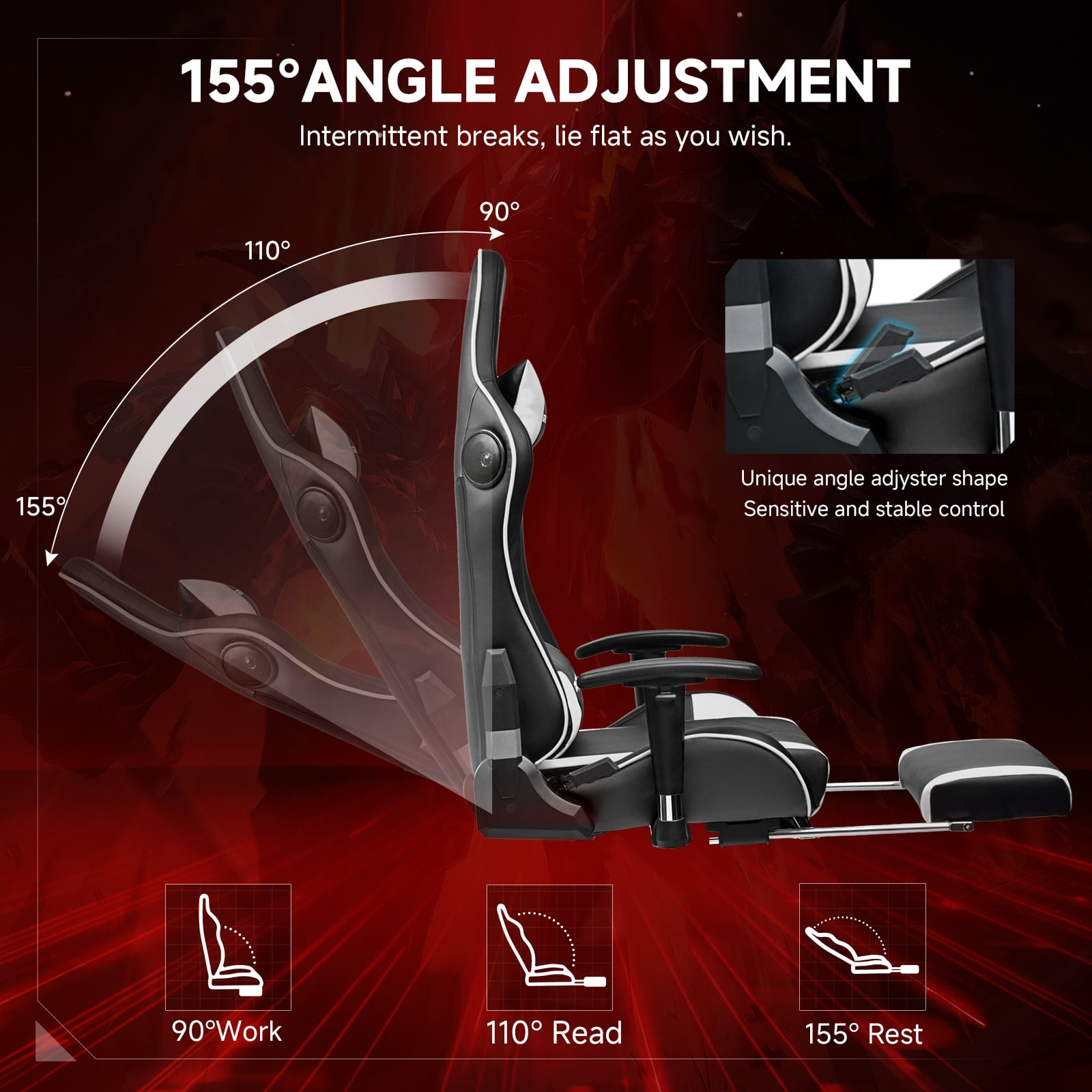 gaming chair pu leatherette with led light and inbuilt speaker adjustable armrest, swivel chair with footrest gaming chair pu leatherette with led light and inbuilt speaker adjustable armrest, swivel chair with footrest
