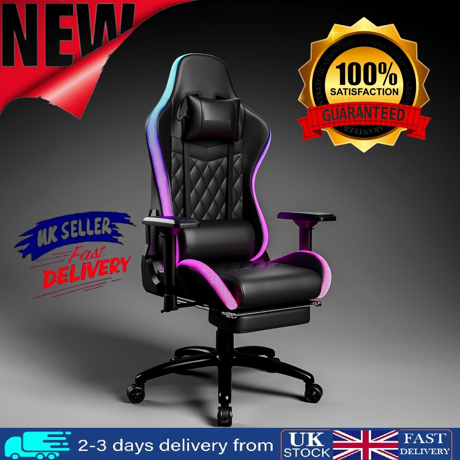 gaming chair with diamond stitched premium pu leatherette upholstery & footrest gaming chair with diamond stitched premium pu leatherette upholstery & footrest