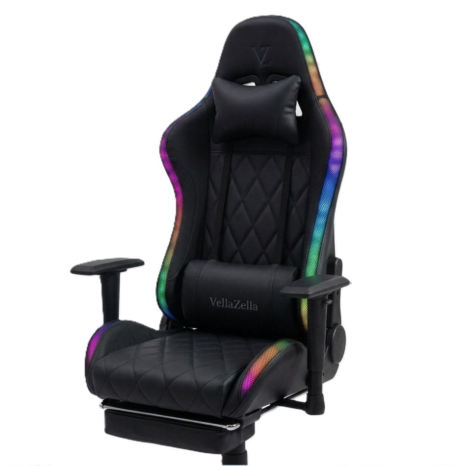 gaming chair pu leatherette with led light and inbuilt speaker adjustable armrest, swivel chair with footrest gaming chair pu leatherette with led light and inbuilt speaker adjustable armrest, swivel chair with footrest
