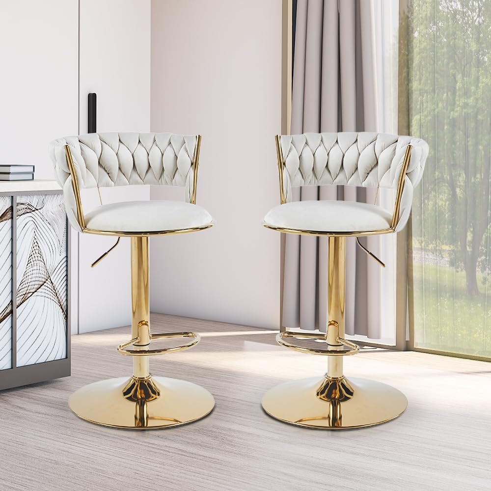 vellazella's velvet bar chair | modern adjustable bar stool for home, kitchen & bar use with electroplated metal base and tufted design vellazella's velvet bar chair | modern adjustable bar stool for home, kitchen & bar use with electroplated metal base and tufted design