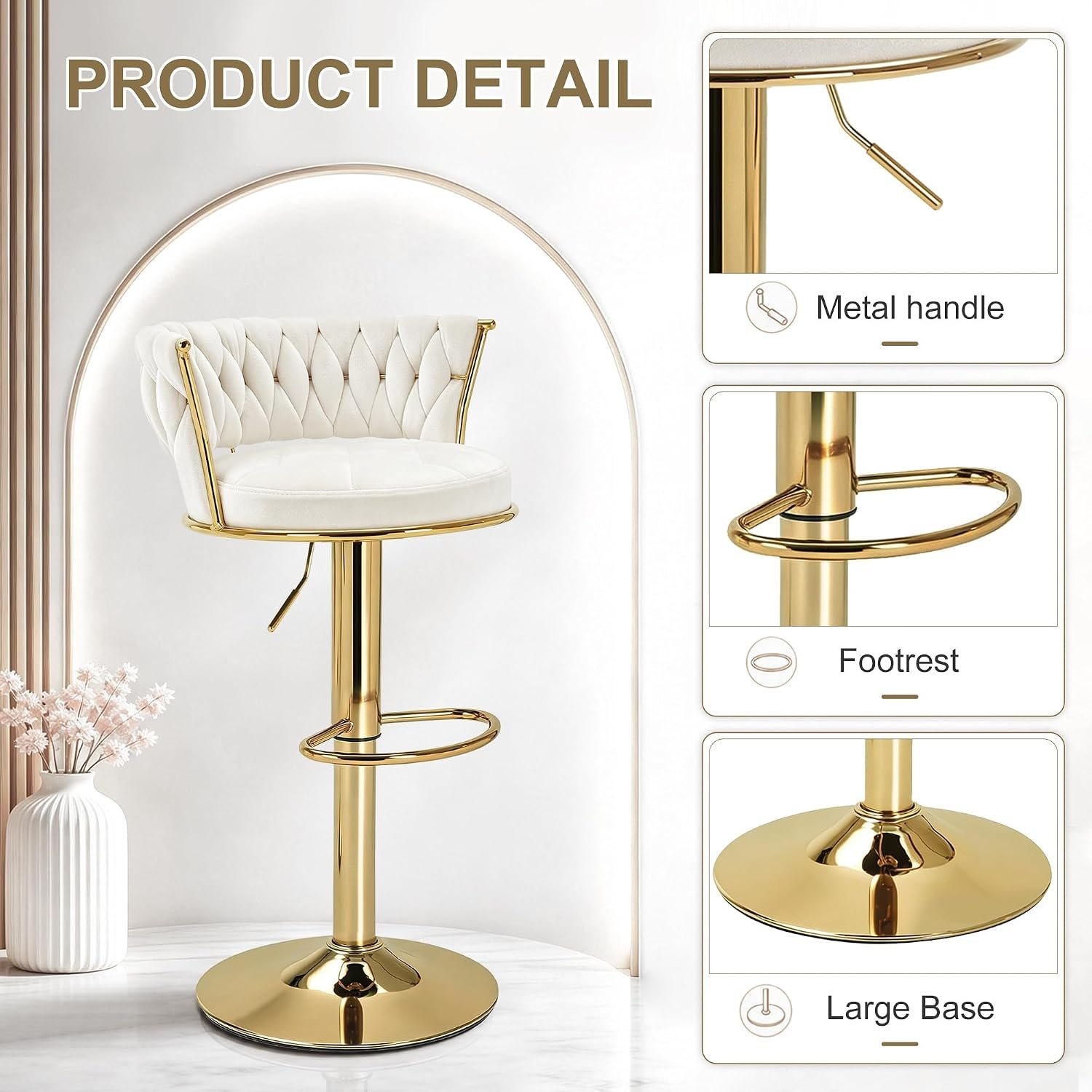 vellazella's velvet bar chair | modern adjustable bar stool for home, kitchen & bar use with electroplated metal base and tufted design vellazella's velvet bar chair | modern adjustable bar stool for home, kitchen & bar use with electroplated metal base and tufted design