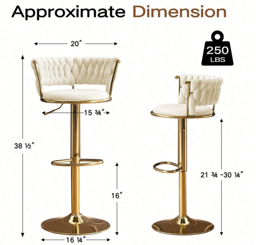 vellazella's velvet bar chair | modern adjustable bar stool for home, kitchen & bar use with electroplated metal base and tufted design vellazella's velvet bar chair | modern adjustable bar stool for home, kitchen & bar use with electroplated metal base and tufted design