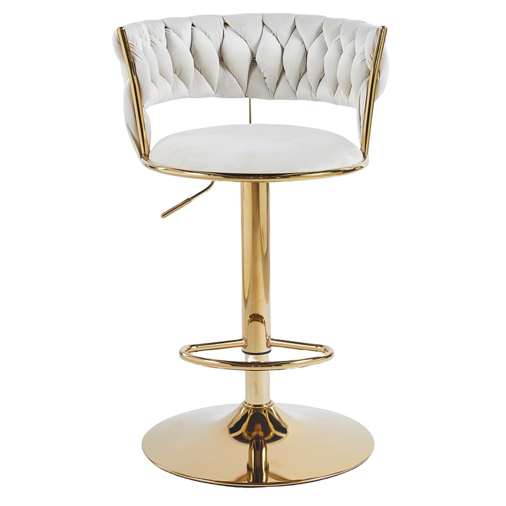 vellazella's velvet bar chair | modern adjustable bar stool for home, kitchen & bar use with electroplated metal base and tufted design vellazella's velvet bar chair | modern adjustable bar stool for home, kitchen & bar use with electroplated metal base and tufted design