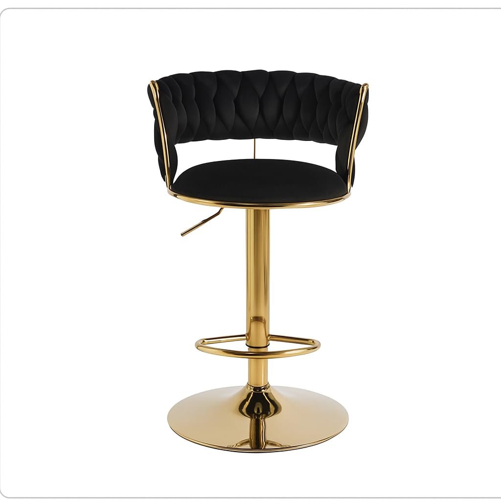 vellazella's velvet bar chair | modern adjustable bar stool for home, kitchen & bar use with electroplated metal base and tufted design vellazella's velvet bar chair | modern adjustable bar stool for home, kitchen & bar use with electroplated metal base and tufted design
