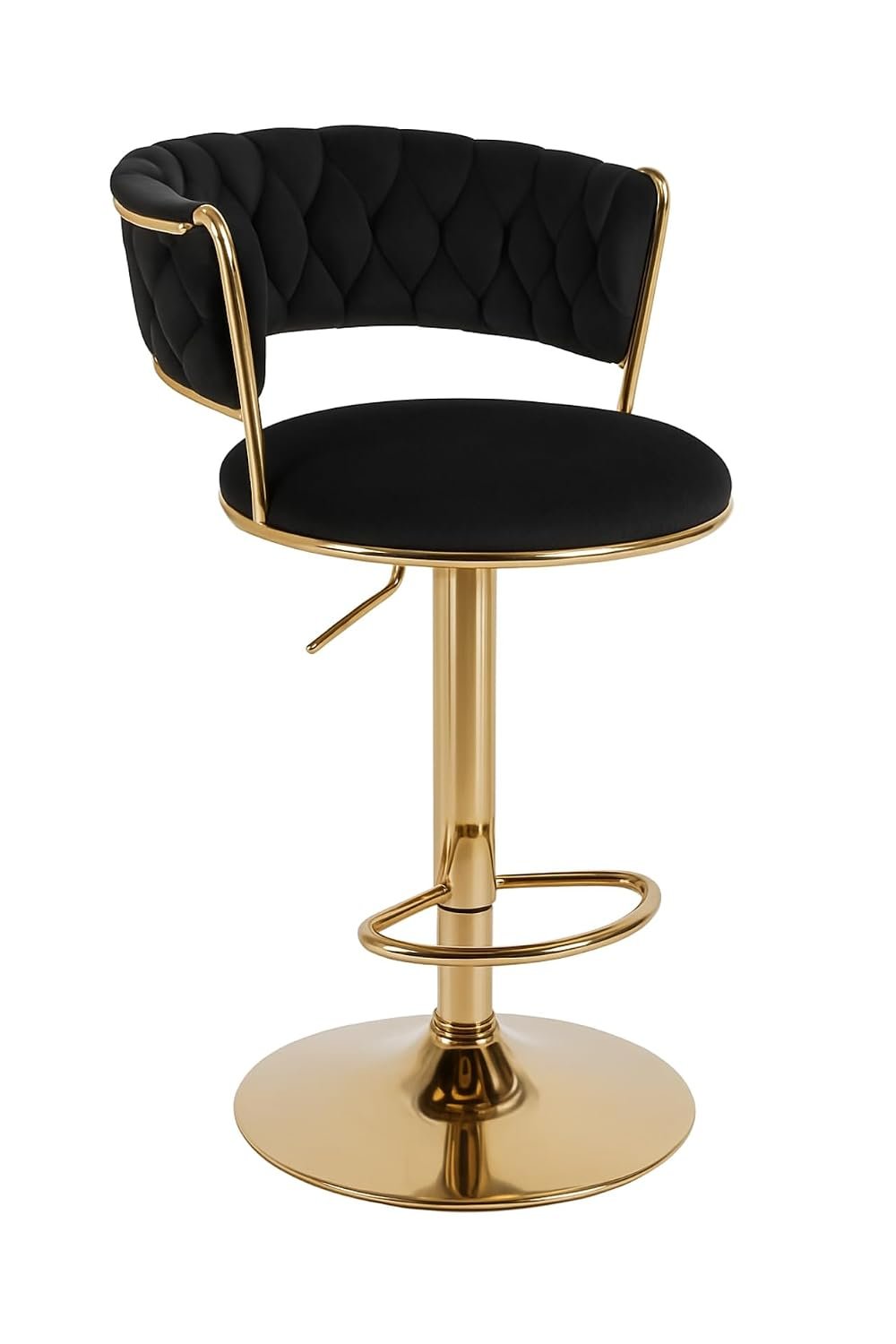 vellazella's velvet bar chair | modern adjustable bar stool for home, kitchen & bar use with electroplated metal base and tufted design vellazella's velvet bar chair | modern adjustable bar stool for home, kitchen & bar use with electroplated metal base and tufted design