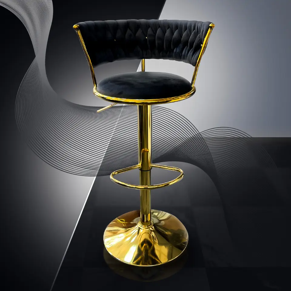 vellazella's velvet bar chair | modern adjustable bar stool for home, kitchen & bar use with electroplated metal base and tufted design vellazella's velvet bar chair | modern adjustable bar stool for home, kitchen & bar use with electroplated metal base and tufted design